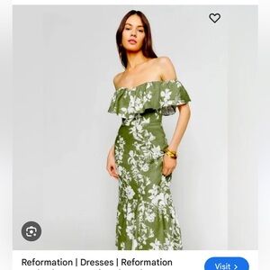 Reformation Green Floral Midi Dress